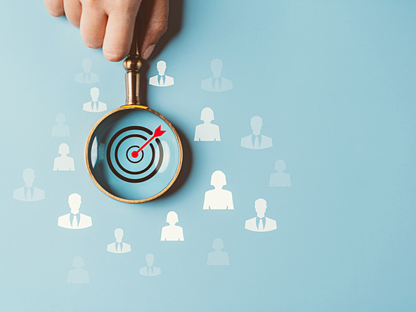 Magnifying glass over a target